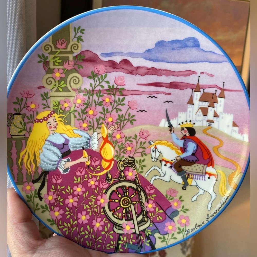 Stunning vintage Barbara Furstenhofer Sleeping Beauty Plate.